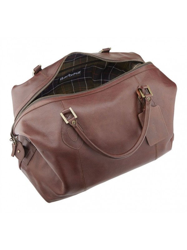 Barbour Medium Leather Travel Explorer Holdall Dark Brown UBA0008BR71